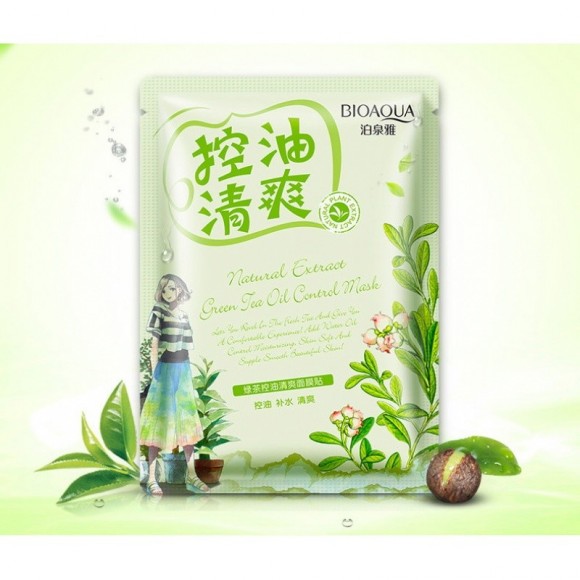 Освежающая тканевая маска Bioaqua с экстрактом зеленого чая