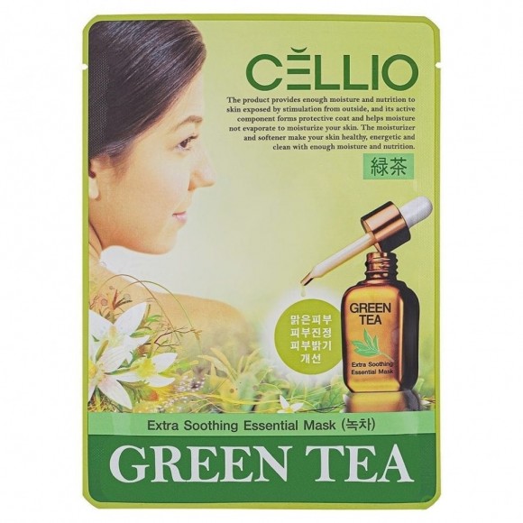 Тканевая маска для лица Cellio Green Tea Extra Soothing Essential Mask