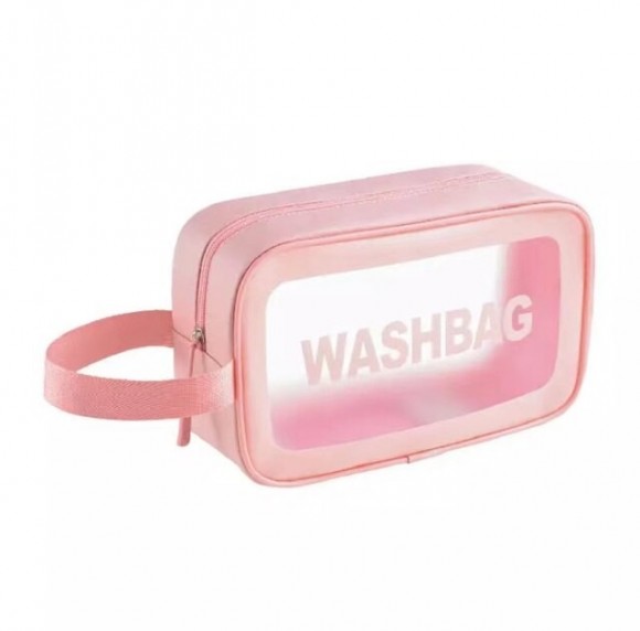 Косметичка прозрачная водонепроницаемая Washbag розовая.